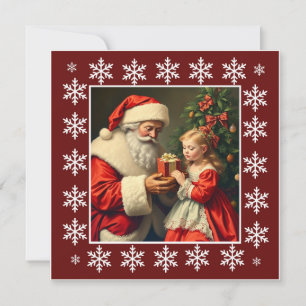 Tarjeta Festiva Santa Claus, un rico y colorido vestido de moda