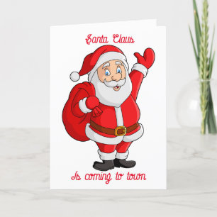 Tarjeta Festiva Santa Claus viene a la ciudad
