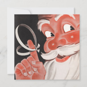 Tarjeta Festiva Santa Claus vintage con cuerda recordatoria en el