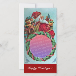 TARJETA FESTIVA SANTA CLAUS VINTAGE CROWN