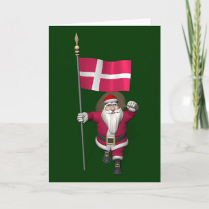 Tarjeta Festiva Santa Claus visita Dinamarca Dannebrog
