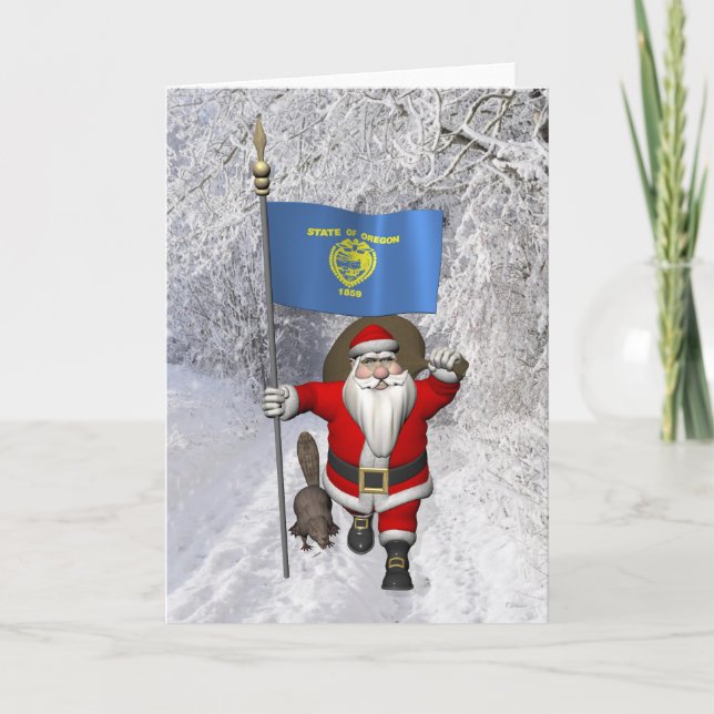 Tarjeta Festiva Santa Claus visita el estado castor (Anverso)