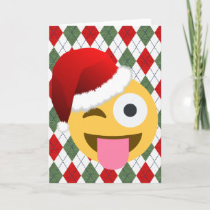 Tarjeta Festiva santa claus wink emoji