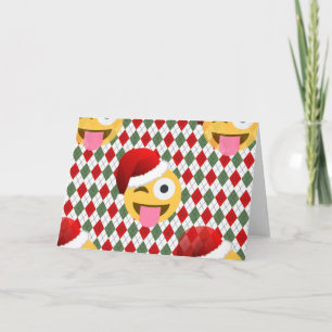 Tarjeta Festiva santa claus wink emoji