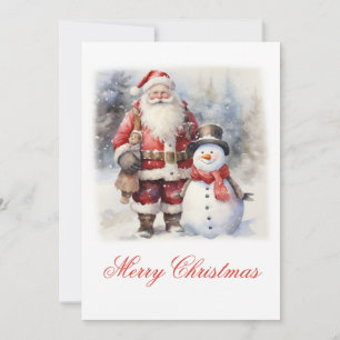 Tarjeta Festiva Santa Claus y amigos de Snowman