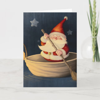 Tarjeta Festiva Santa Claus y el caparazón de nueces