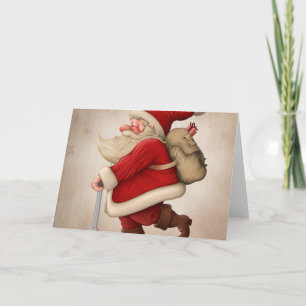 Tarjeta Festiva Santa Claus y la motocicleta Push