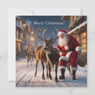 Tarjeta Festiva Santa Claus y sus renos