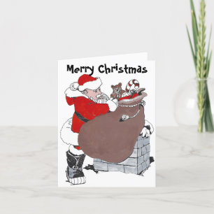 Tarjeta Festiva Santa Cláusula con Juguetes en Navidades plegados 