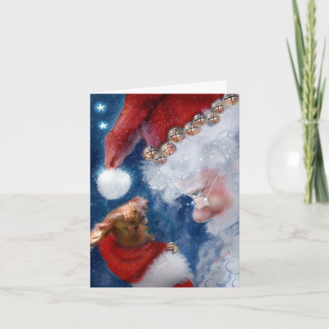 Tarjeta Festiva Santa Cláusula se vuelve ape para Navidades (Anverso)