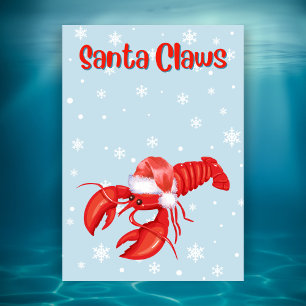 Tarjeta Festiva Santa Claws Pun Gafas Langosta Crustaceancore