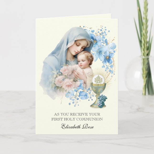 Tarjeta Festiva Santa Comunión María Jesús Floral (Anverso)