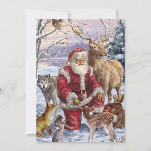 Tarjeta Festiva Santa con animales (Anverso)