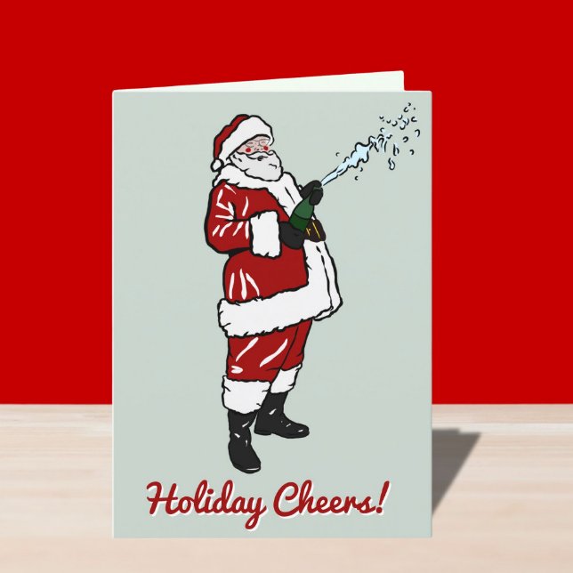 Tarjeta Festiva Santa con botella de champán (Subido por el creador)