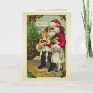 Tarjeta Festiva Santa con dos chicas