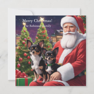 Tarjeta Festiva Santa con dos chihuahuas