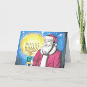 Tarjeta Festiva Santa con Menorah