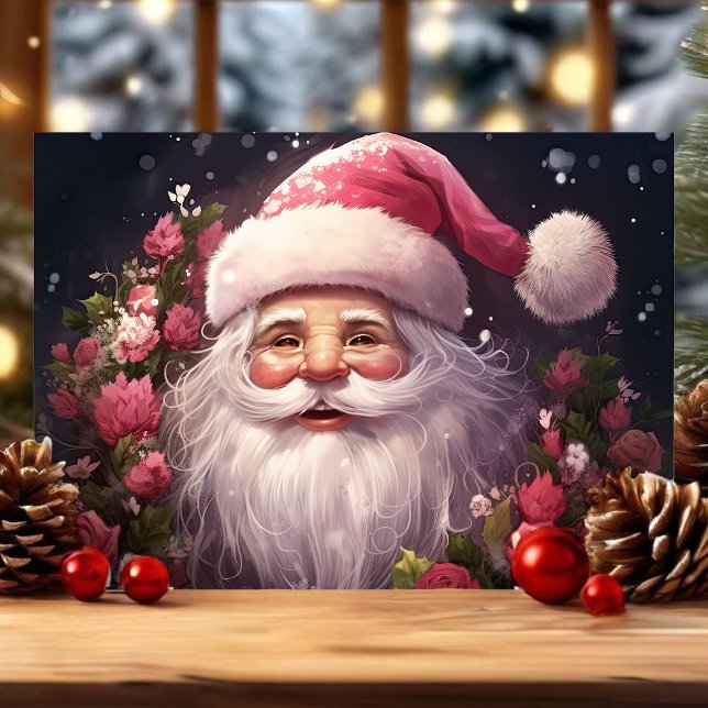 Tarjeta Festiva Santa con Navidades de rosas rosas rosas (Subido por el creador)