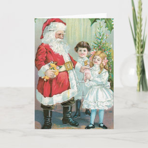 Tarjeta Festiva Santa con niños