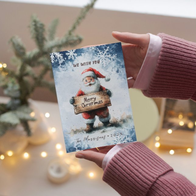 Tarjeta Festiva Santa con Rótulos merry Navidades de invierno (Subido por el creador)