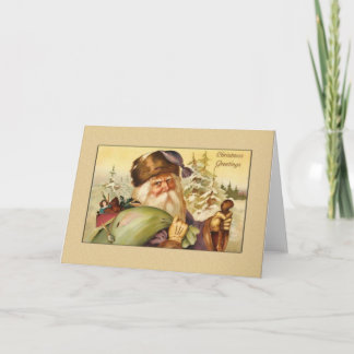 Tarjeta Festiva Santa con saludos de saco