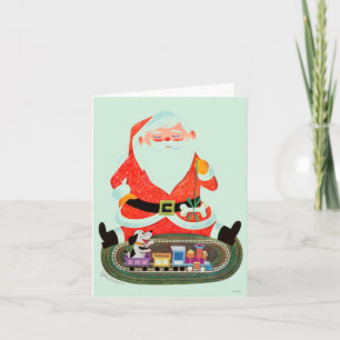 Tarjeta Festiva Santa con tren