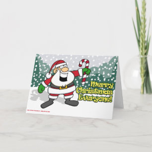 Tarjeta Festiva Santa con un bastón de caramelo