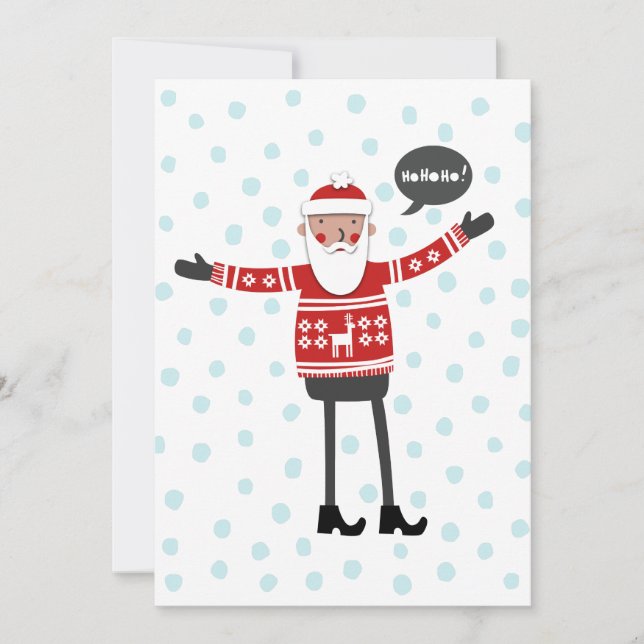 Tarjeta Festiva Santa con vaqueros ajustados (Anverso)