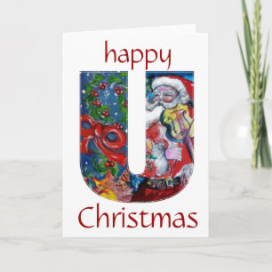 TARJETA FESTIVA SANTA CON VIOLIN H MONOGRAM