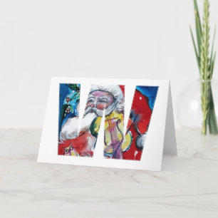 TARJETA FESTIVA SANTA CON VIOLÍN W MONOGRAM