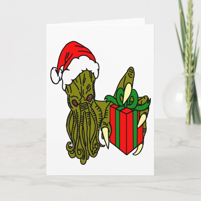 Tarjeta Festiva Santa Cthulhu (Anverso)
