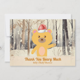 Tarjeta Festiva Santa Cute Bear Baby Shower Custom Thank You Card