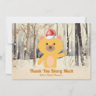 Tarjeta Festiva Santa Cute Bear Baby Shower Custom Thank You Card