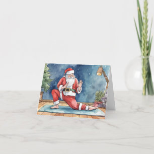 Tarjeta Festiva Santa de Anime Haciendo Yoga
