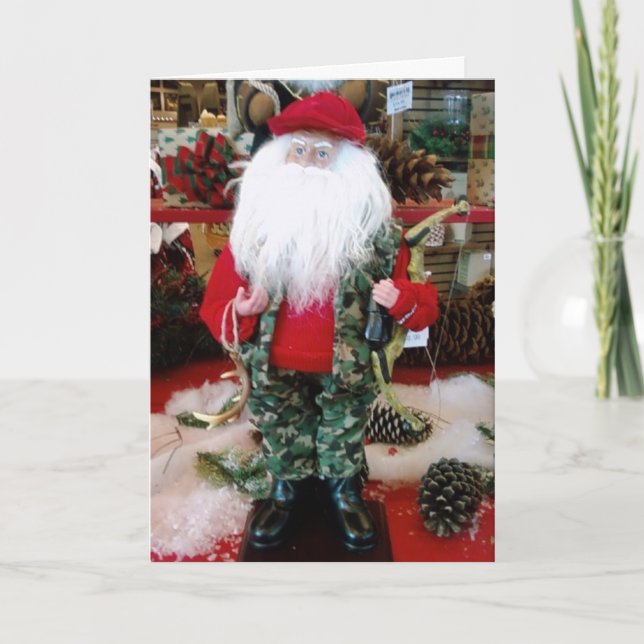 TARJETA FESTIVA "SANTA DE CAZA" DICE QUE EL OBJETIVO ES TENER CALO (Anverso)