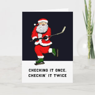 Tarjeta Festiva Santa de hockey