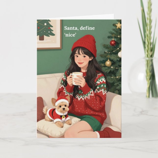 Tarjeta Festiva Santa, define 'nice' Christmas Card (Anverso)