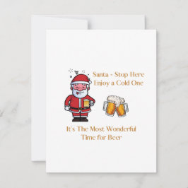 Tarjeta Festiva Santa detente aquí, disfruta de una fría en tarjet