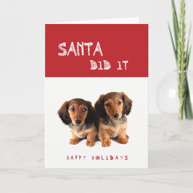 Tarjeta Festiva Santa divertido lo hizo los perritos del Dachshund (Anverso)
