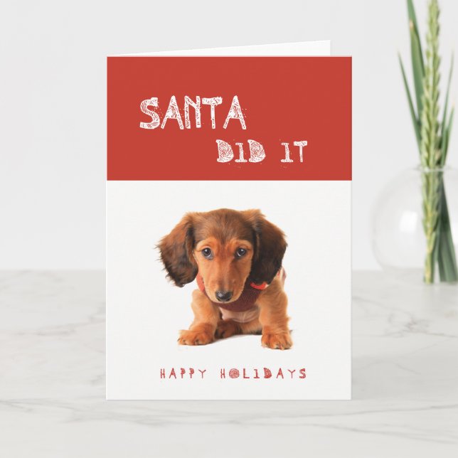 Tarjeta Festiva Santa divertido lo hizo perrito del Dachshund (Anverso)