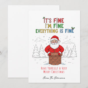 Tarjeta Festiva Santa Divertido Todo Está Bien