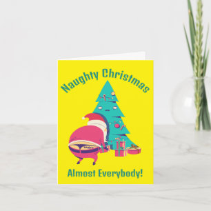 Tarjeta Festiva Santa divertido y travieso hecho a medida para Nav