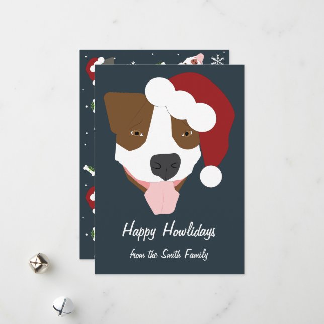Tarjeta Festiva Santa Dog - Personalizable (Anverso/Reverso In Situ)