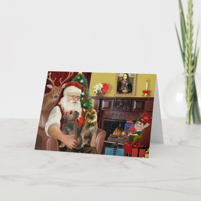 Tarjeta Festiva Santa - Dos Terriers de Frontera (Anverso)