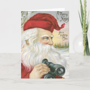 Tarjeta Festiva ¡Santa, "él le está buscando! "