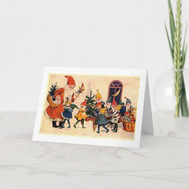 Tarjeta Festiva Santa - elfs - Francia 1900 #X011 (Anverso)