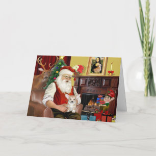 Tarjeta Festiva Santa en casa - cachorro Welsh Corgi