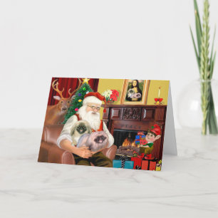 Tarjeta Festiva Santa en casa - Pekingese (R) - Santa