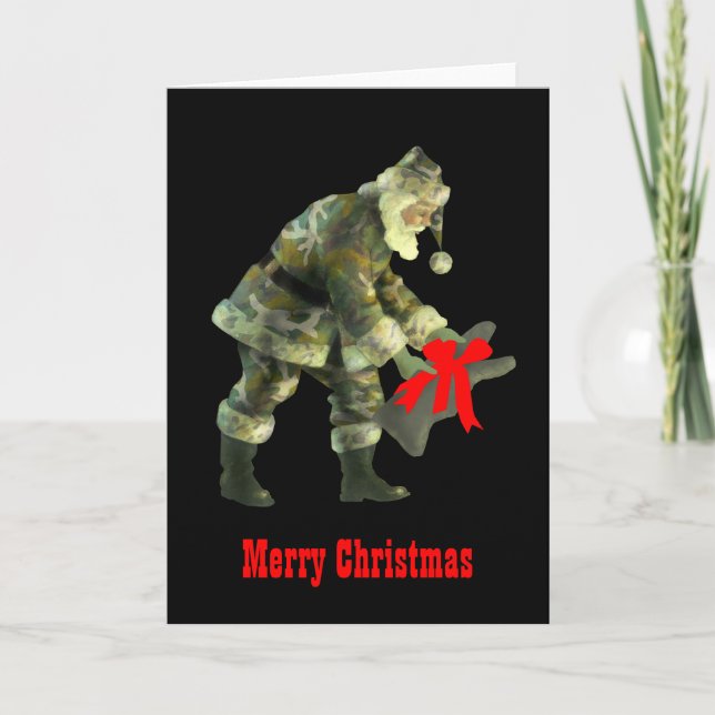 Tarjeta Festiva Santa en el camuflaje (Anverso)