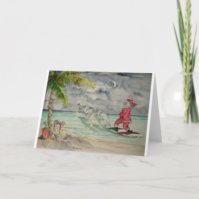 Tarjeta Festiva Santa en el Caribe (Anverso)